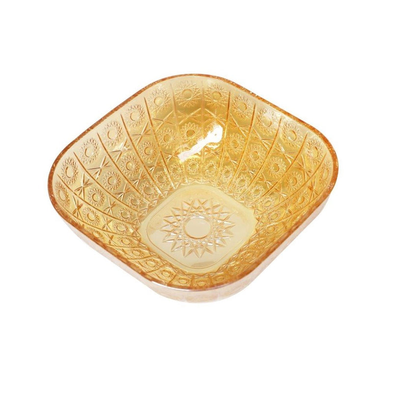 Gold Engraved Pattern Dish Bowl and Glass Serving Bowl Set of 7 Pcs 20*8cm 
10*5.5cm (Ctn Box 8 units)