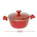 Red Granite Non Stick Marble Coated Die Cast Aluminium Casserole Induction Silicone Handle  28 cm (Ctn Box 6 units)