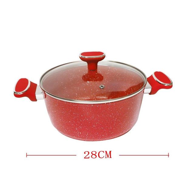 Red Granite Non Stick Marble Coated Die Cast Aluminium Casserole Induction Silicone Handle  28 cm (Ctn Box 6 units)