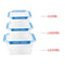 Multipurpose Clear Plastic Clip Lock Lunch Box  Storage Box Food Container Set of 3 Pcs 16x16x12.2cm 1650 ml/ 16x16x7.8cm 1000 ml/16x16x4.8cm 550 ml   (Ctn Box 32 units)
