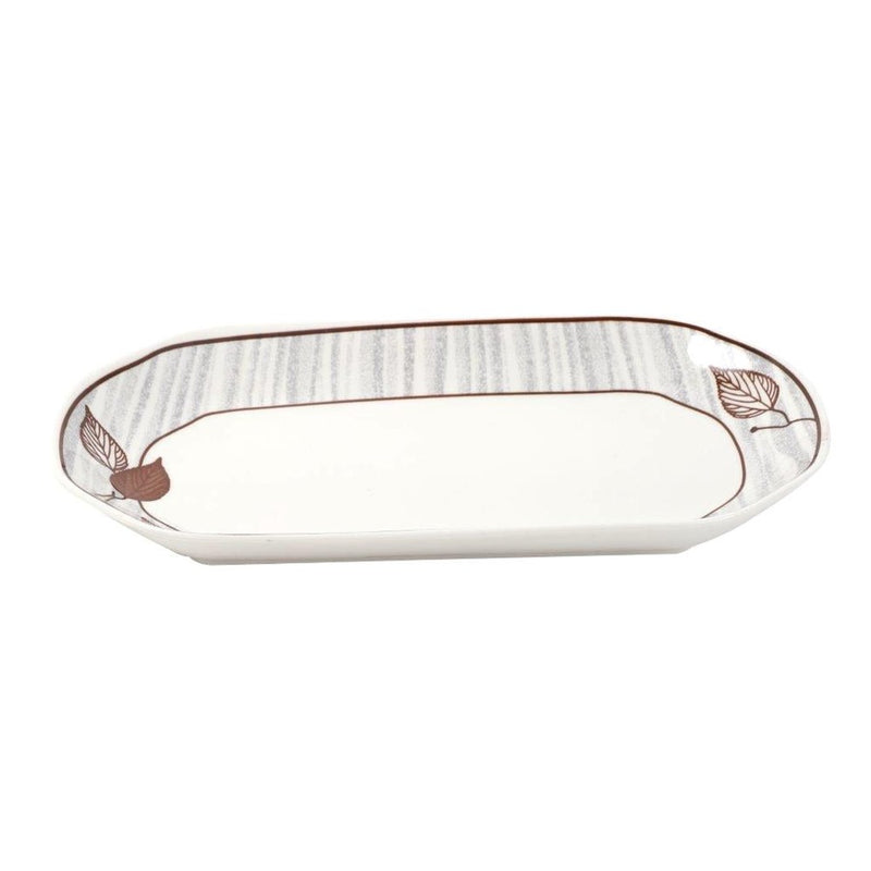 White Floral Pattern Ceramic Oval Serving Plate Serveware Dinnerware 27*4.5 cm (Ctn Box 40 units)