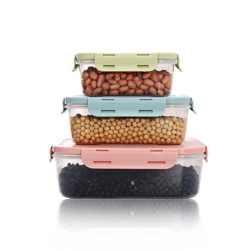 Multipurpose Mixed Colours Plastic Storage Box Food Container Set of 3 Pcs  (Ctn Box 48 units)