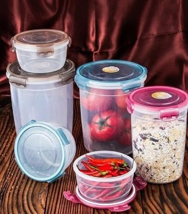 Multipurpose Clear Colour Plastic Food Canisters Storage Container Set 14.7*18 cm (Ctn Box 48 units)