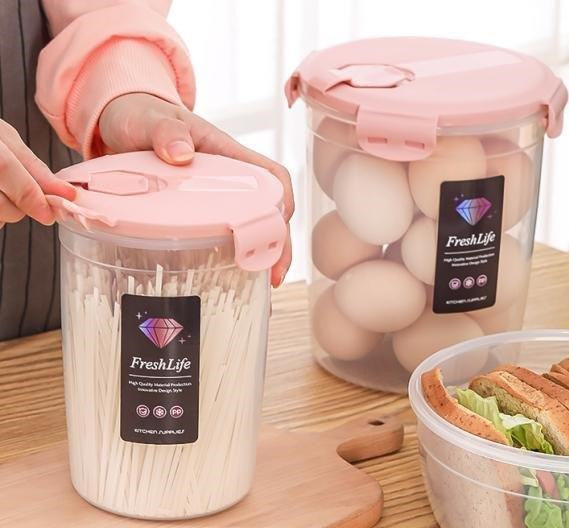 Multipurpose Clear Colour Plastic Food Canisters Storage Container Set of 2 Pcs 14.5X17.7 2200 ml
12X16.2  1200 ml  (Ctn Box 48 units)