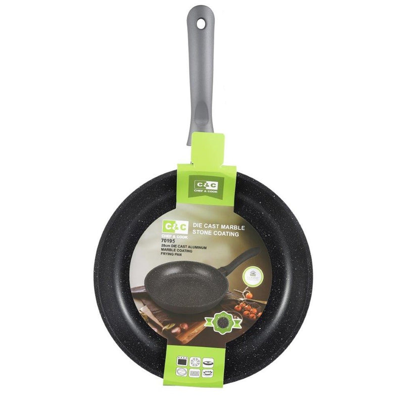 Chef and Cook Non Stick Frypan Marble Coated Die Cast Aluminium Grey Induction  30cm (Ctn Box 6 units)