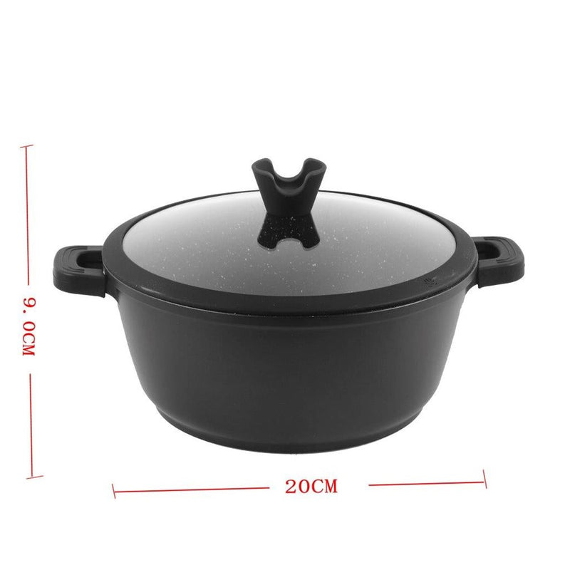 Chef and Cook Non Stick Casserole Marble Coated Die Cast Aluminium Black Induction 20cm (Ctn Box 4 units)
