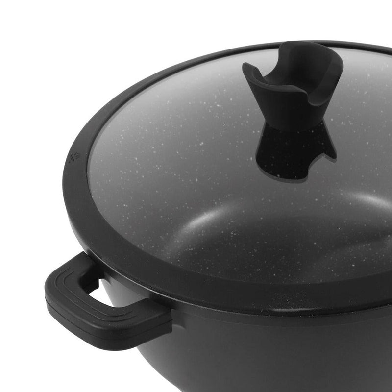 Chef and Cook Non Stick Casserole Marble Coated Die Cast Aluminium Black Induction 28cm (Ctn Box 4 units)