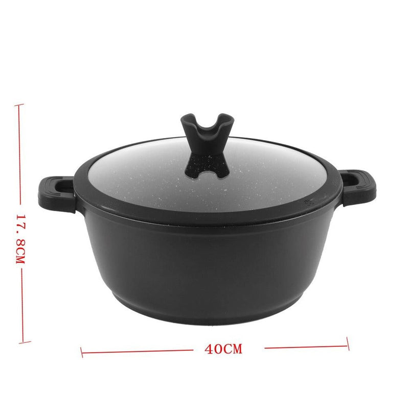Chef and Cook Non Stick Casserole Marble Coated Die Cast Aluminium Black Induction 40cm (Ctn Box 4 units)