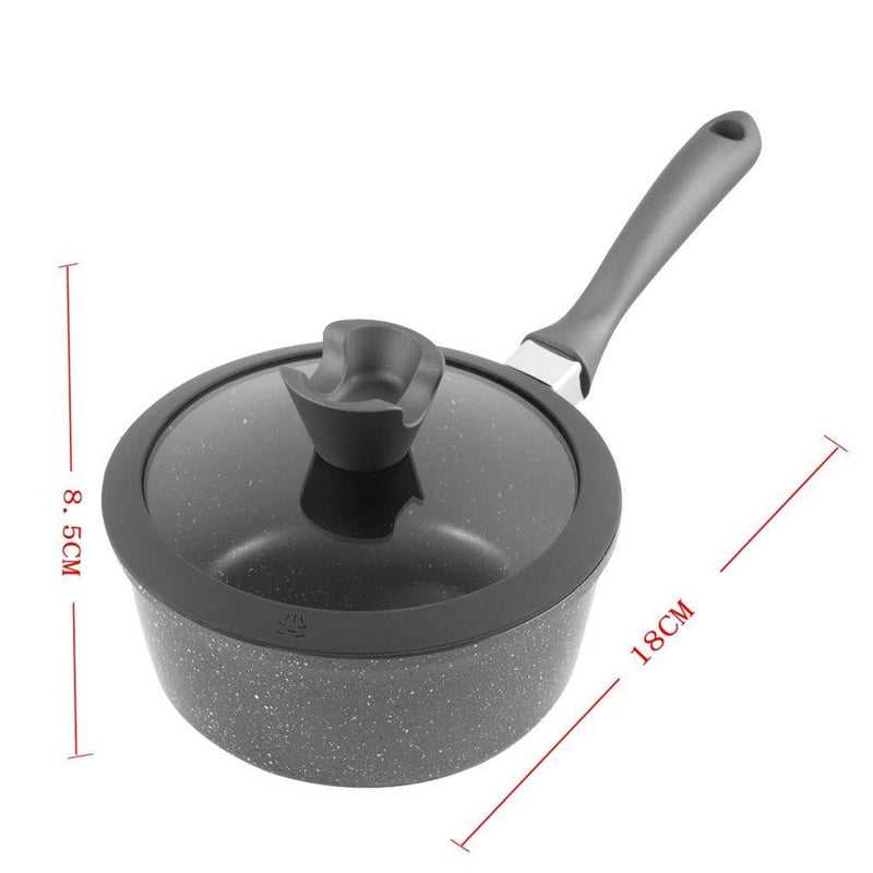 Chef and Cook Non Stick Milk Pan Marble Coated Die Cast Aluminium  Grey Induction 18cm (Ctn Box 4 units)