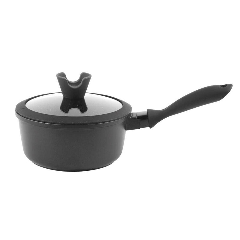 Chef and Cook Non Stick Milk Pan Marble Coated Die Cast Aluminium  Black Induction 18cm (Ctn Box 4 units)