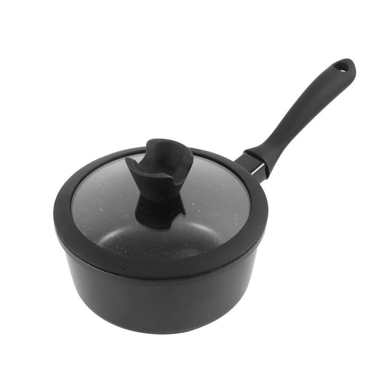 Chef and Cook Non Stick Milk Pan Marble Coated Die Cast Aluminium  Black Induction 18cm (Ctn Box 4 units)