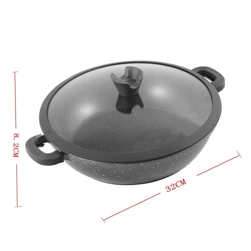 Chef and Cook Non Stick Low Casserole Marble Coated Die Cast Aluminium Grey Induction  32cm (Ctn Box 4 units)