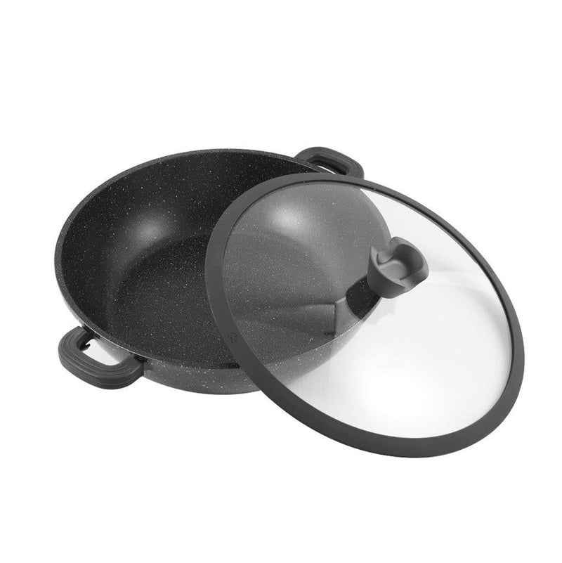 Chef and Cook Non Stick Low Casserole Marble Coated Die Cast Aluminium Grey Induction  40cm (Ctn Box 4 units)