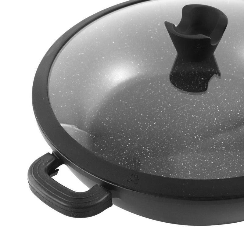 Chef and Cook Non Stick Low Casserole Marble Coated Die Cast Aluminium Black Induction  32cm (Ctn Box 4 units)