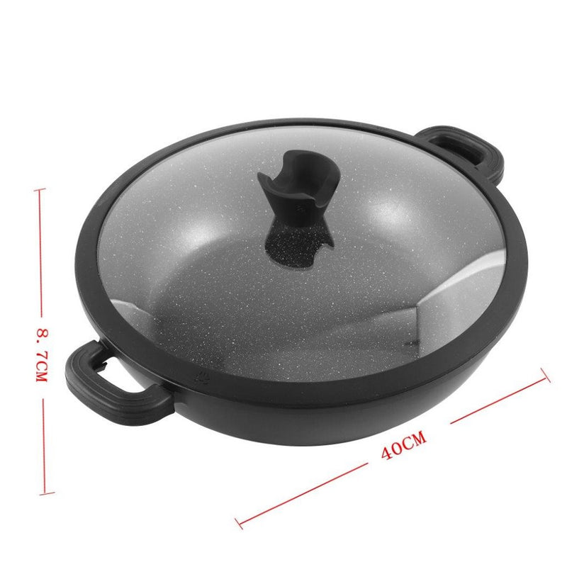 Chef and Cook Non Stick Low Casserole Marble Coated Die Cast Aluminium Black Induction  40cm (Ctn Box 4 units)