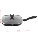 Chef and Cook Non Stick Grill Pan with Glass lid Marble Coated Die Cast Aluminium Black Induction 28cm (Ctn Box 4 units)