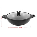 Chef and Cook Non Stick Wok Pan Marble Coated Die Cast Aluminium Black Induction  36cm (Ctn Box 4 units)