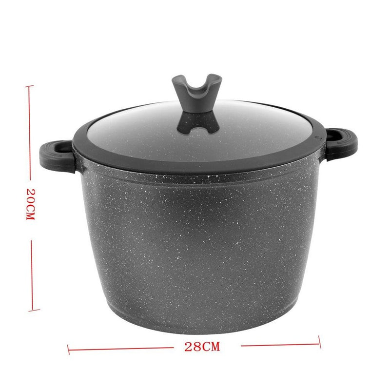 Chef and Cook Non Stick Stock Pot Marble Coated Die Cast Aluminium Grey Induction  28cm (Ctn Box 4 units)