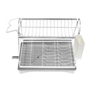 Multilayer Silver Metal Dish Rack Cutlery Storage with Water Drainer 24.7*43*36 cm (Ctn Box 12 units)