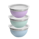 Multi-color Stainless Steel Serving Bowl Mixing Bowl Set of 3 18*9.5/22*11/26*12 cm (Ctn Box 12 units)