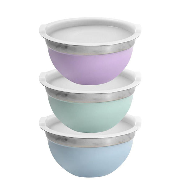 Multi-color Stainless Steel Serving Bowl Mixing Bowl Set of 3 18*9.5/22*11/26*12 cm (Ctn Box 12 units)