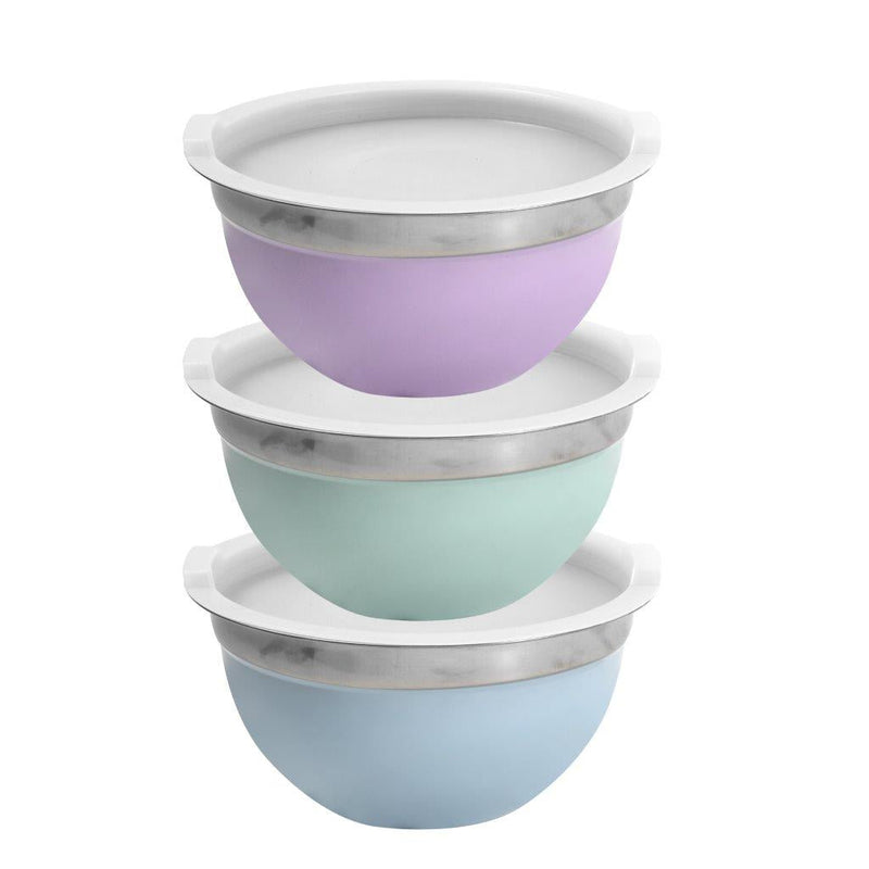 Multi-color Stainless Steel Serving Bowl Mixing Bowl Set of 3 18*9.5/22*11/26*12 cm (Ctn Box 12 units)