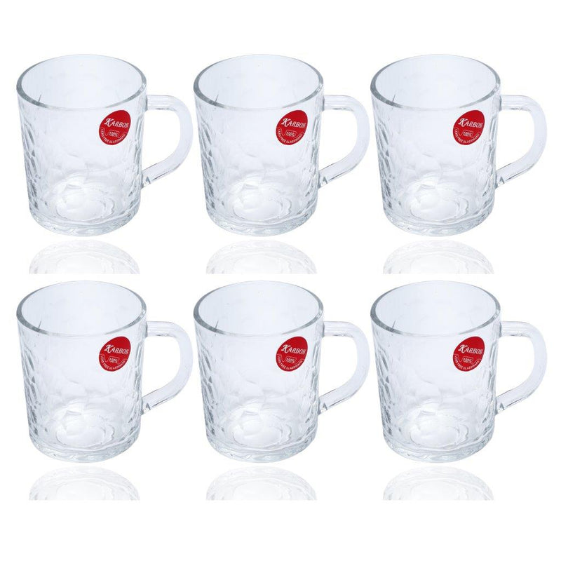 Premium Lead Free Glass Tea Cup Set of 6 Pcs 230 ml (Ctn Box 12 units)