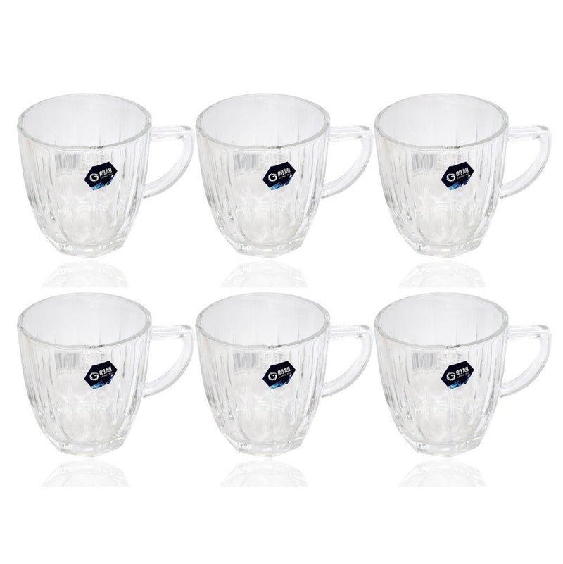 Premium Lead Free Glass Tea Cup Set of 6 Pcs 208 ml (Ctn Box 12 units)