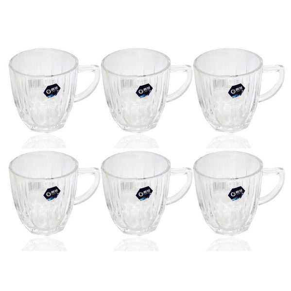 Premium Lead Free Glass Tea Cup Set of 6 Pcs 208 ml (Ctn Box 12 units)