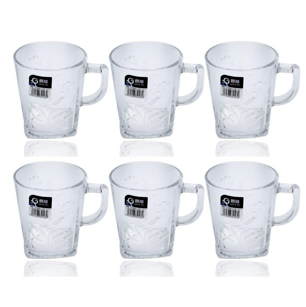 Premium Lead Free Glass Tea Cup Set of 6 Pcs 290 ml (Ctn Box 12 units)