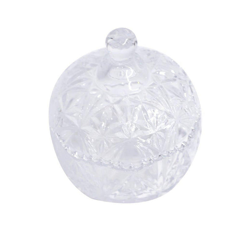 Crystal Glass Round Sugar Bowl Candy Jar Set with Tray 17*26/12*11 cm (Ctn Box 12 units)