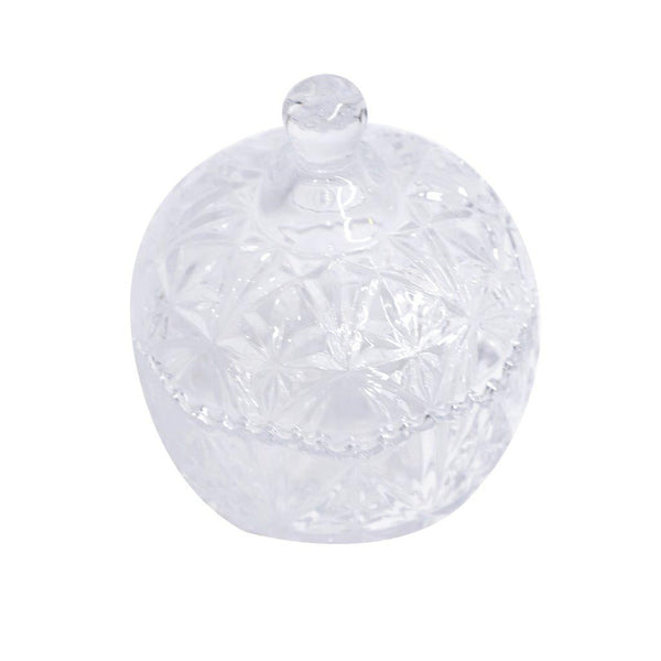 Crystal Glass Round Sugar Bowl Candy Jar Set with Tray 17*26/12*11 cm (Ctn Box 12 units)