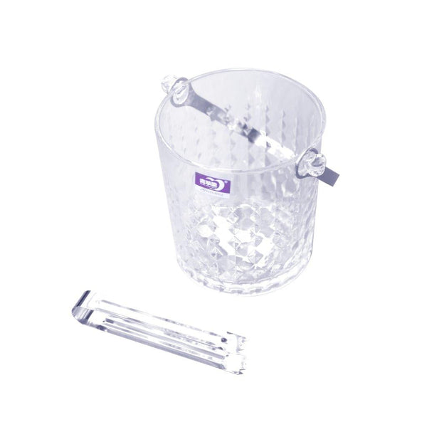 Glass Ice Bucket with Handle and Tong Set 900 ml (Ctn Box 18 units)
