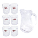 Premium Glass Beverage Jug Water Jug and Cup Set of 6 Pcs 1500 ml+220 ml (Ctn Box 6 units)