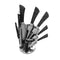 Bass Brand Premium Quality Stainless Steel Chef Kitchen Knife Set of 9 Pcs Black Handle (Ctn Box 12 units)
