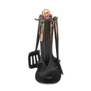 High Quality Plastic Kitchen Cutlery Utensil Spoon Set of 6 Pcs with Chrome Stand 37x15x13 cm (Ctn Box 12 units)