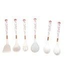 High Quality Plastic Kitchen Cutlery Utensil Spoon Set of 6 Pcs with Chrome Stand 37x15x13 cm (Ctn Box 12 units)