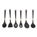 High Quality Plastic Kitchen Cutlery Utensil Spoon Set of 6 Pcs with Chrome Stand 37x15x13 cm (Ctn Box 12 units)