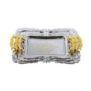 Deco Silver Metal Rectangle Serving Tray Set of 3 Pcs Crafted Handles 48*34/41*28.5/35*24 cm (Ctn Box 12 units)