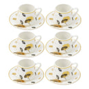 Royal Cream Abstract Print Ceramic Coffee Cup & Saucer Set of 6 Pcs (Ctn Box 24 units)
