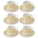 Royal Cream Abstract Print Ceramic Coffee Cup & Saucer Set of 6 Pcs (Ctn Box 24 units)