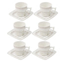 Royal Cream Abstract Print Ceramic Coffee Cup & Saucer Set of 6 Pcs (Ctn Box 18 units)