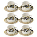 Royal Cream Abstract Print Ceramic Coffee Cup & Saucer Set of 6 Pcs (Ctn Box 24 units)