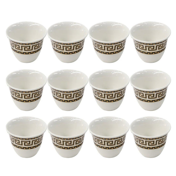Ceramic Coffee Cawa Shafee Cup Set of 12 Pcs Abstract Print 80 cc (Ctn Box 24 units)
