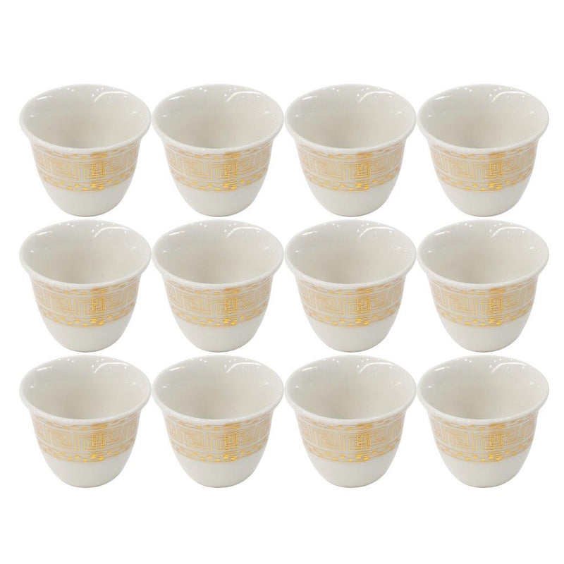 Ceramic Coffee Cawa Shafee Cup Set of 12 Pcs Abstract Print 80 cc (Ctn Box 24 units)