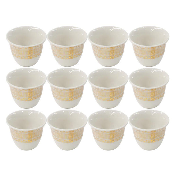 Ceramic Coffee Cawa Shafee Cup Set of 12 Pcs Abstract Print 80 cc (Ctn Box 24 units)