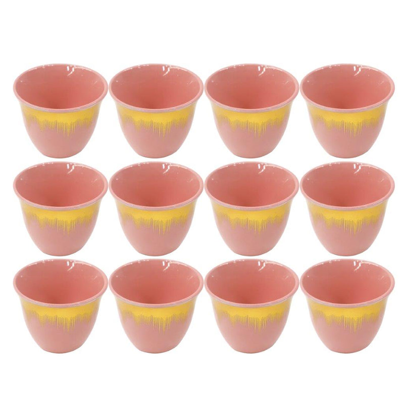 Ceramic Coffee Cawa Shafee Cup Set of 12 Pcs Abstract Print 80 cc (Ctn Box 24 units)