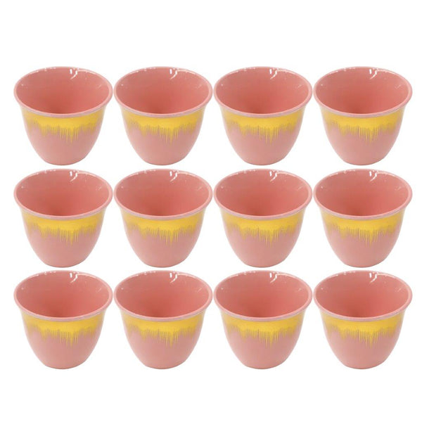 Ceramic Coffee Cawa Shafee Cup Set of 12 Pcs Abstract Print 80 cc (Ctn Box 24 units)