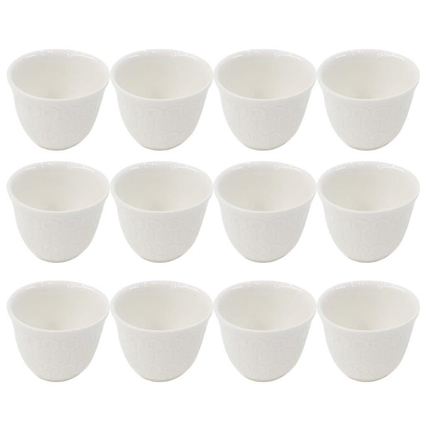 Ceramic Coffee Cawa Shafee Cup Set of 12 Pcs Abstract Print 80 cc (Ctn Box 24 units)
