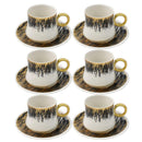 Ceramic Coffee Cup and Saucer Set of 6 Pcs Abstract Print Design 90CC/11 cm (Ctn Box 24 units)
